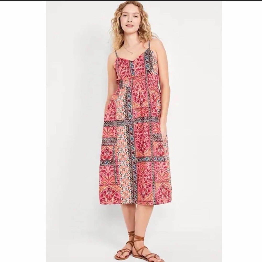 Old Navy Waist Defined Bohemian Midi Dress